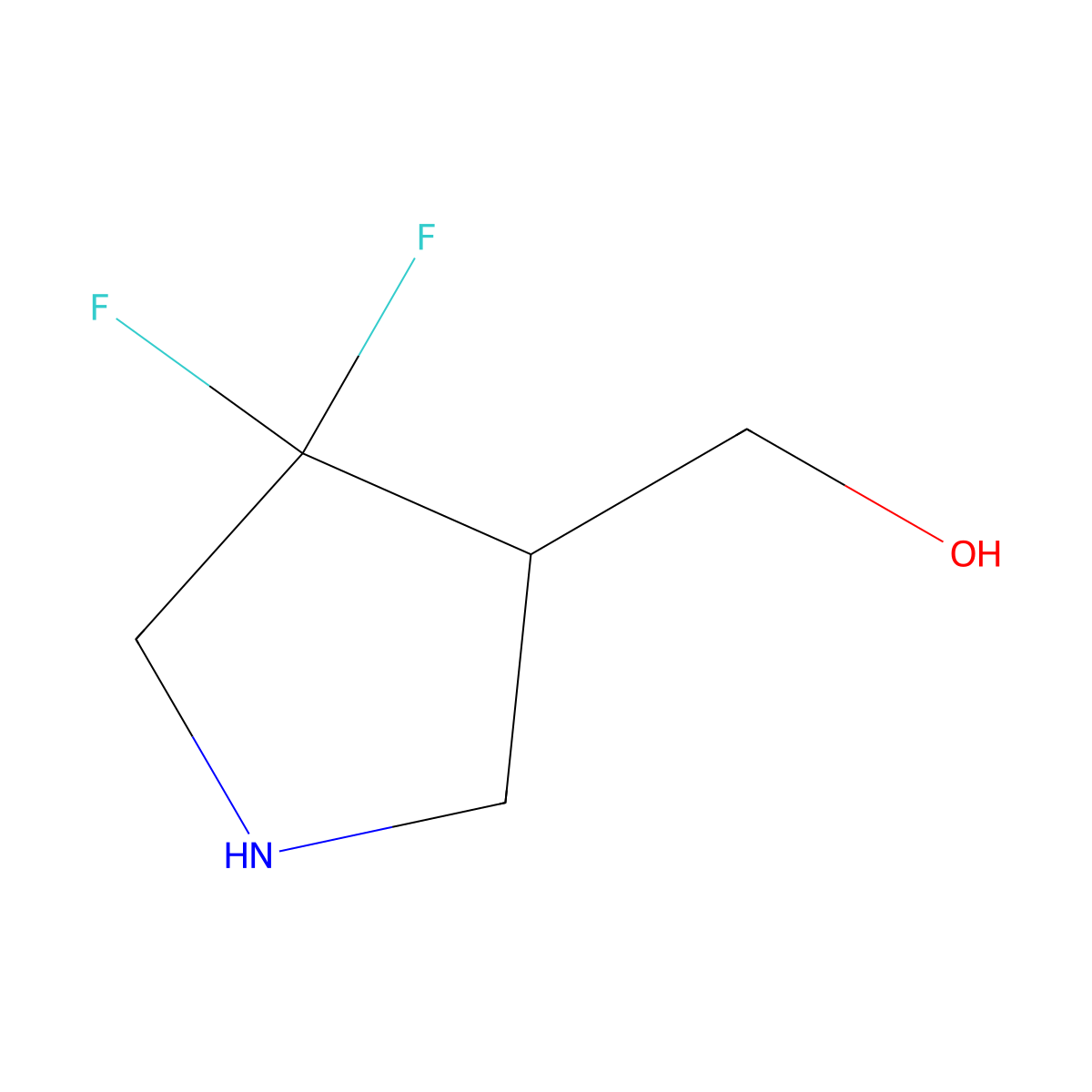 (4,4-Difluoropyrrolidin-3-yl)methanol molecular structure, CAS 763060-99-7