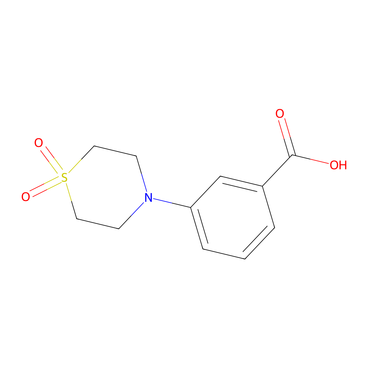 3-(1,1-Dioxidothiomorpholino)benzoic acid molecular structure, CAS 763073-96-7