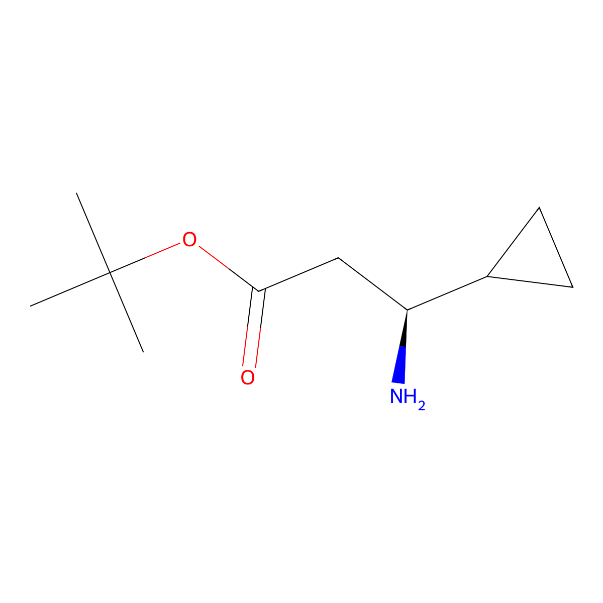 tert-butyl (3S)-3-amino-3-cyclopropylpropanoate molecular structure, CAS 763074-00-6