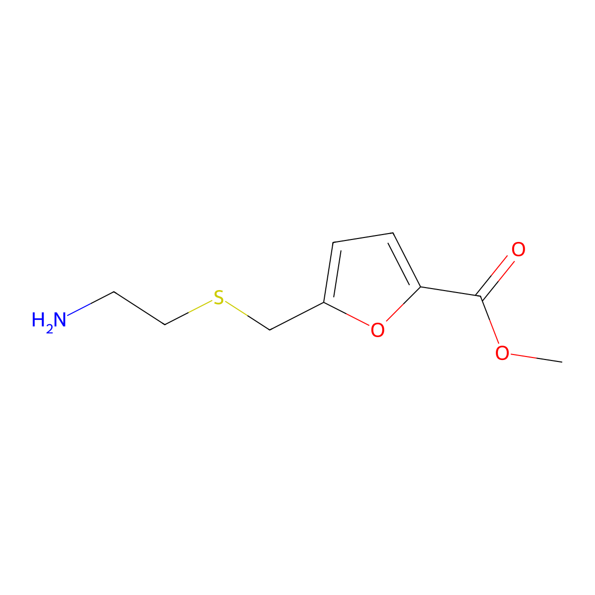 Methyl 5-{[(2-aminoethyl)sulfanyl]methyl}furan-2-carboxylate molecular structure, CAS 763083-43-8