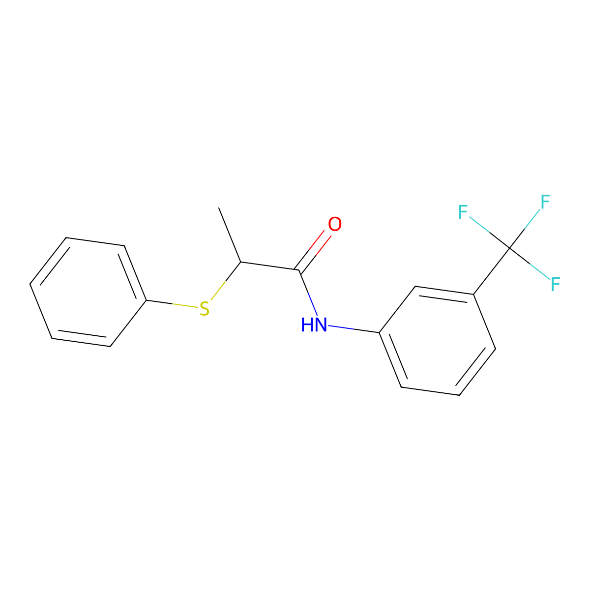 2-phenylsulfanyl-N-[3-(trifluoromethyl)phenyl]propanamide molecular structure, CAS 763092-05-3