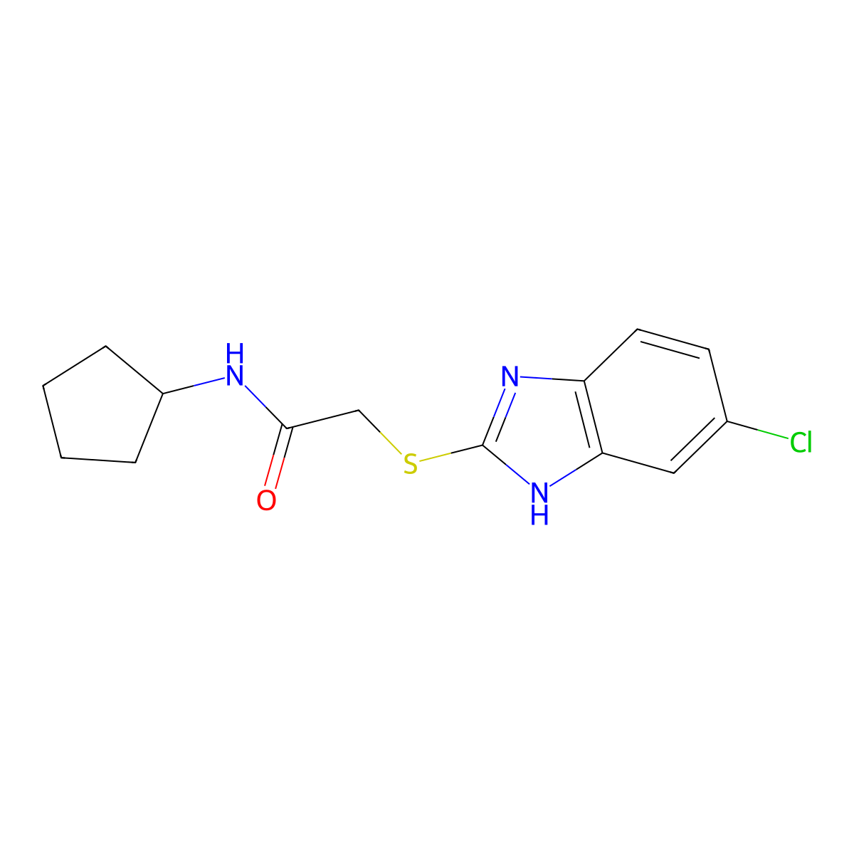 2-[(6-chloro-1H-benzimidazol-2-yl)sulfanyl]-N-cyclopentylacetamide molecular structure, CAS 763093-20-5