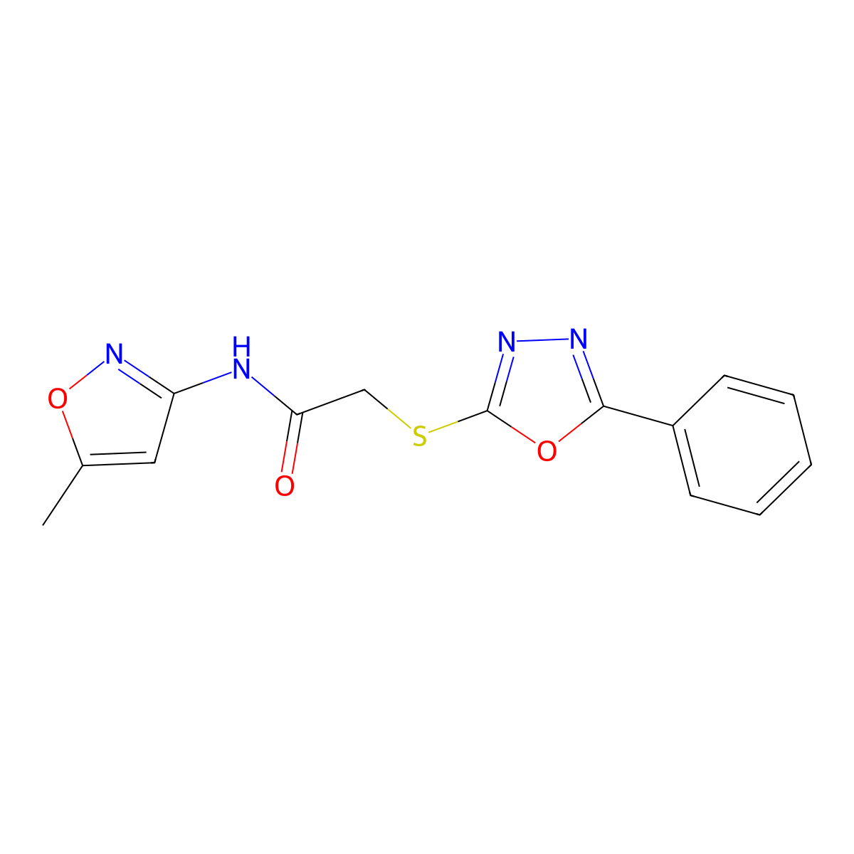 N-(5-methyl-1,2-oxazol-3-yl)-2-[(5-phenyl-1,3,4-oxadiazol-2-yl)sulfanyl]acetamide molecular structure, CAS 763095-64-3