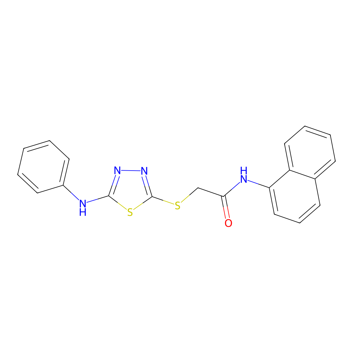 N-(naphthalen-1-yl)-2-{[5-(phenylamino)-1,3,4-thiadiazol-2-yl]sulfanyl}acetamide molecular structure, CAS 763098-89-1