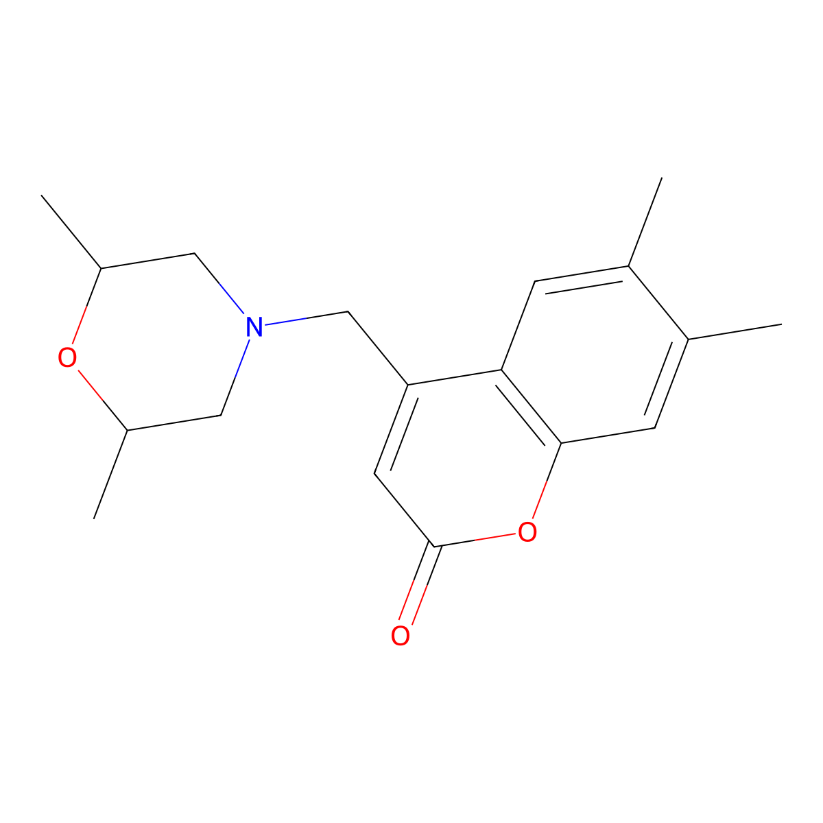 4-((2,6-dimethylmorpholino)methyl)-6,7-dimethyl-2H-chromen-2-one molecular structure, CAS 763099-02-1