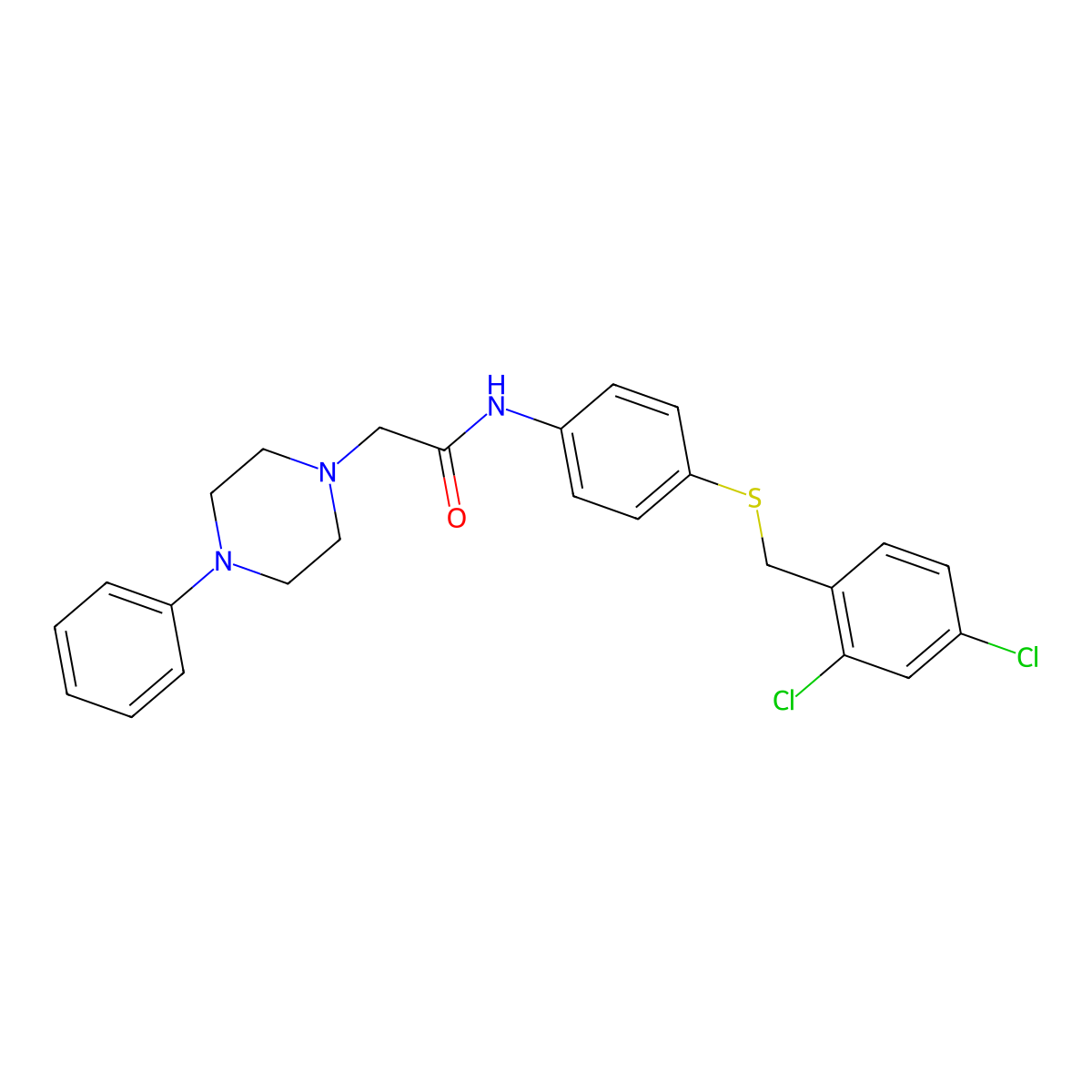 N-(4-((2,4-Dichlorobenzyl)thio)phenyl)-2-(4-phenyl-1-piperazinyl)acetamide molecular structure, CAS 763107-10-4