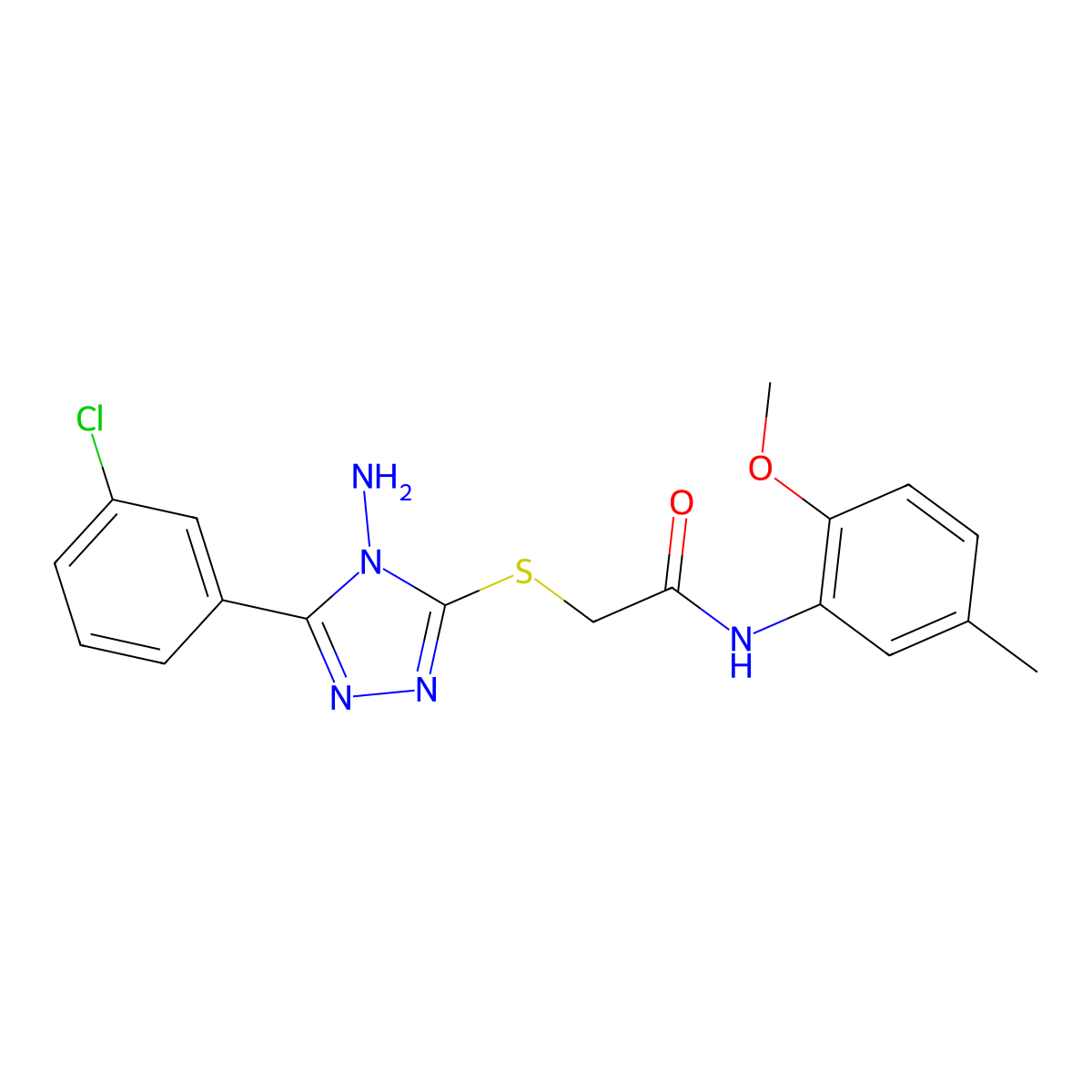 2-((4-Amino-5-(3-CL-PH)-4H-1,2,4-triazol-3-YL)thio)-N-(2-meo-5-ME-PH)acetamide molecular structure, CAS 763108-71-0