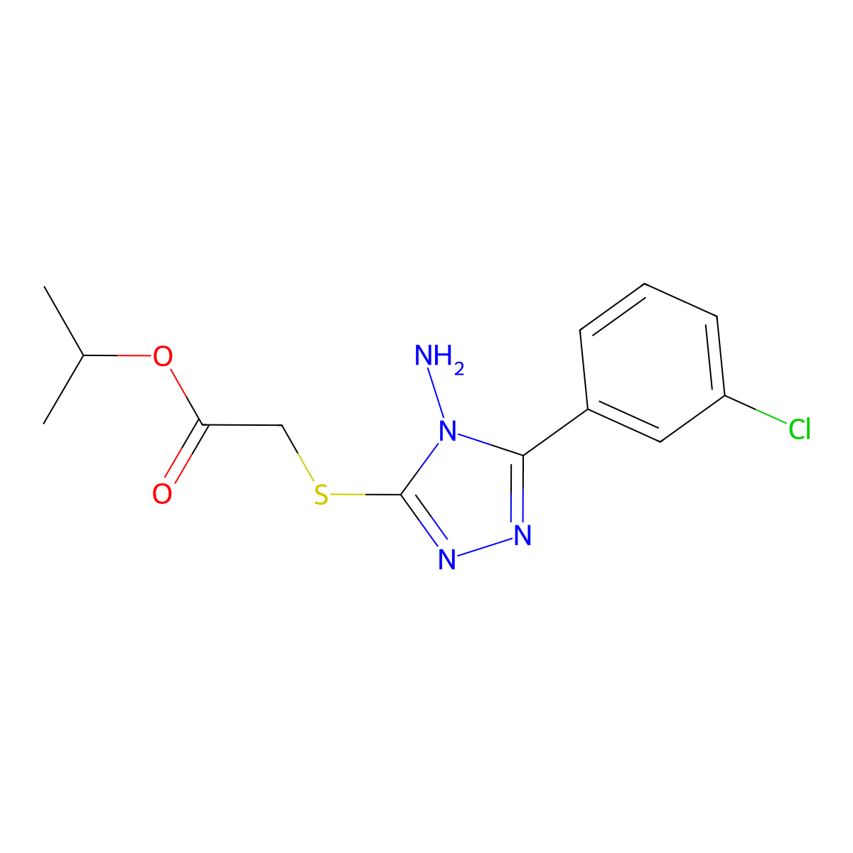 Isopropyl ((4-amino-5-(3-chlorophenyl)-4H-1,2,4-triazol-3-YL)thio)acetate molecular structure, CAS 763108-76-5