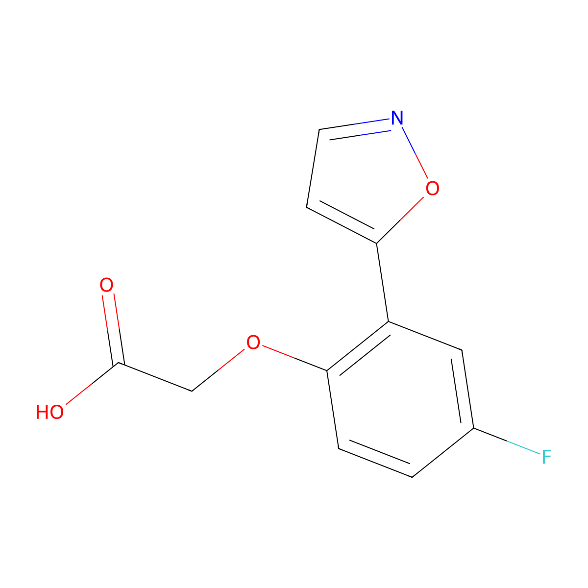 2-(4-Fluoro-2-(isoxazol-5-YL)phenoxy)acetic acid molecular structure, CAS 763109-04-2