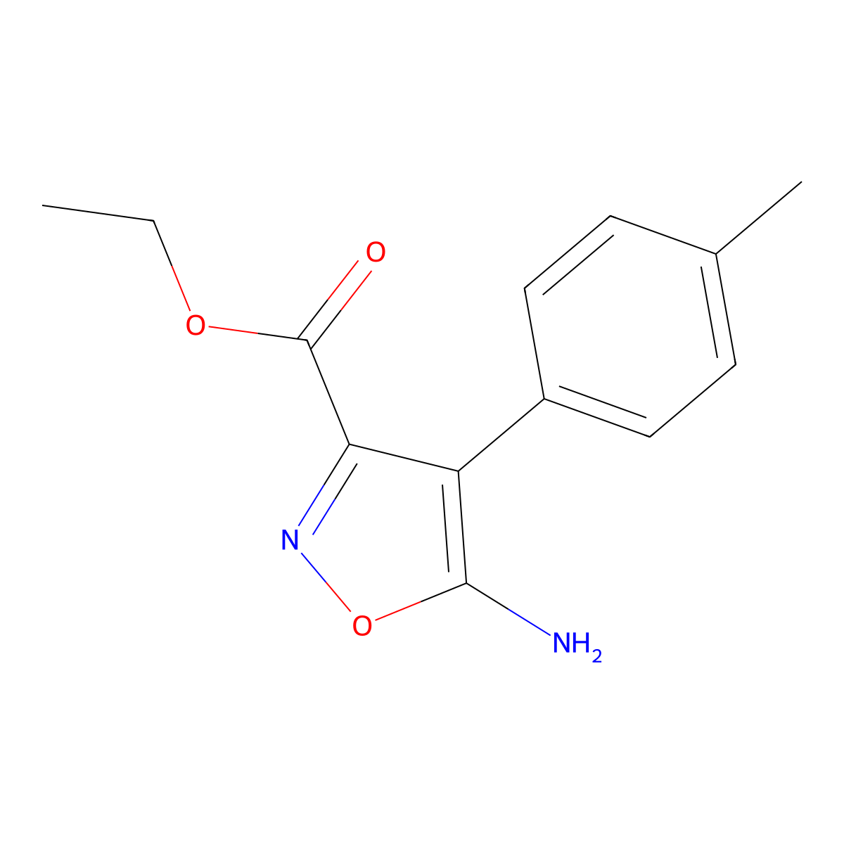 Ethyl 5-amino-4-(4-methylphenyl)-3-isoxazolecarboxylate molecular structure, CAS 763109-08-6