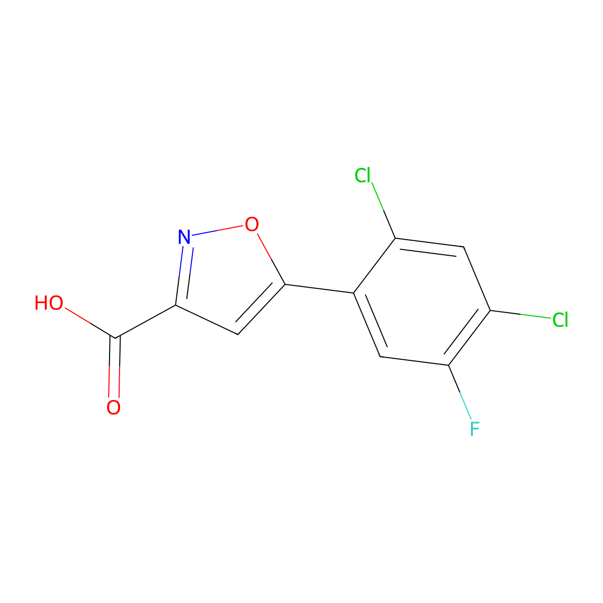 5-(2,4-Dichloro-5-fluorophenyl)-3-isoxazolecarboxylic acid molecular structure, CAS 763109-73-5