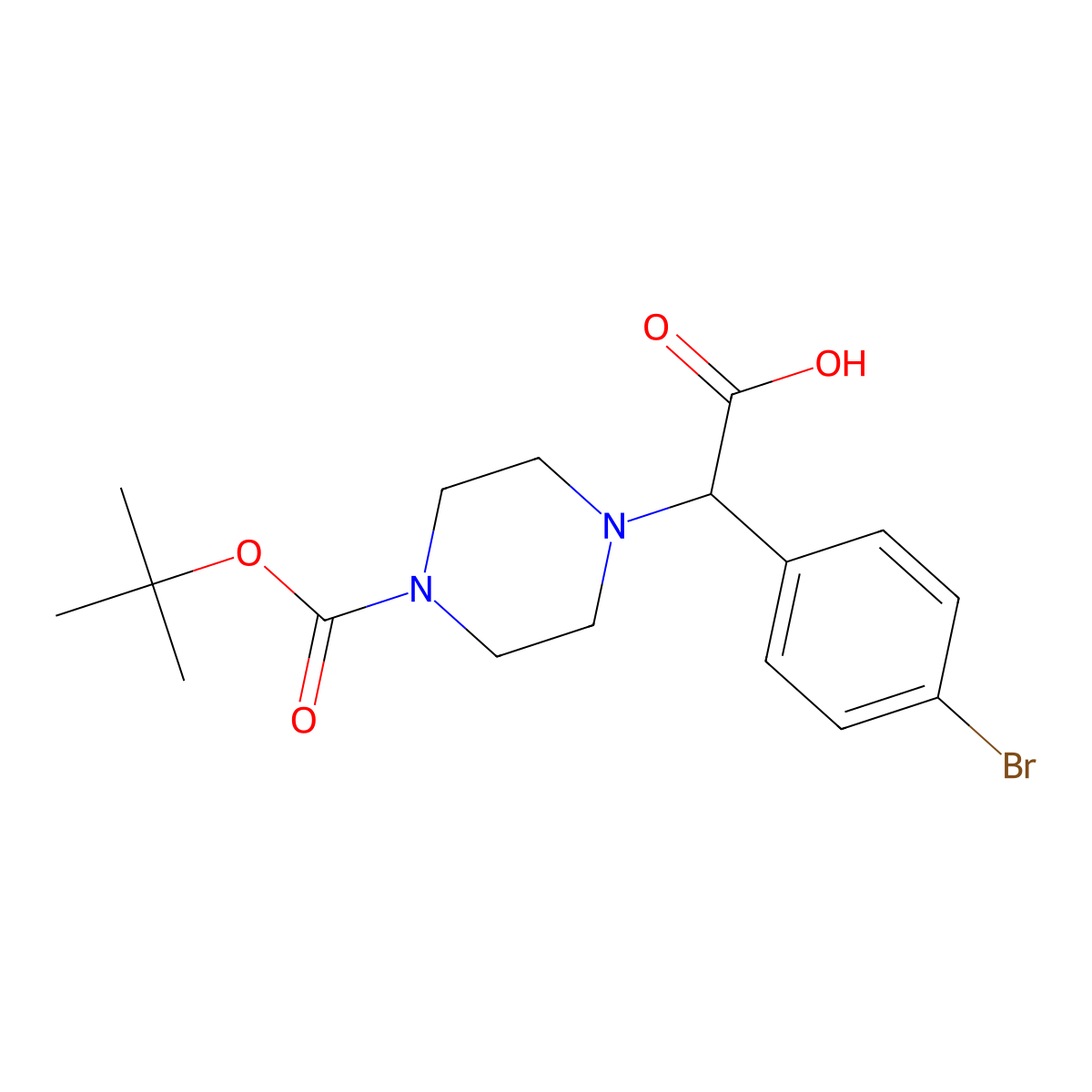 2-(4-Boc-piperazinyl)-2-(4-bromophenyl)acetic acid molecular structure, CAS 763109-75-7