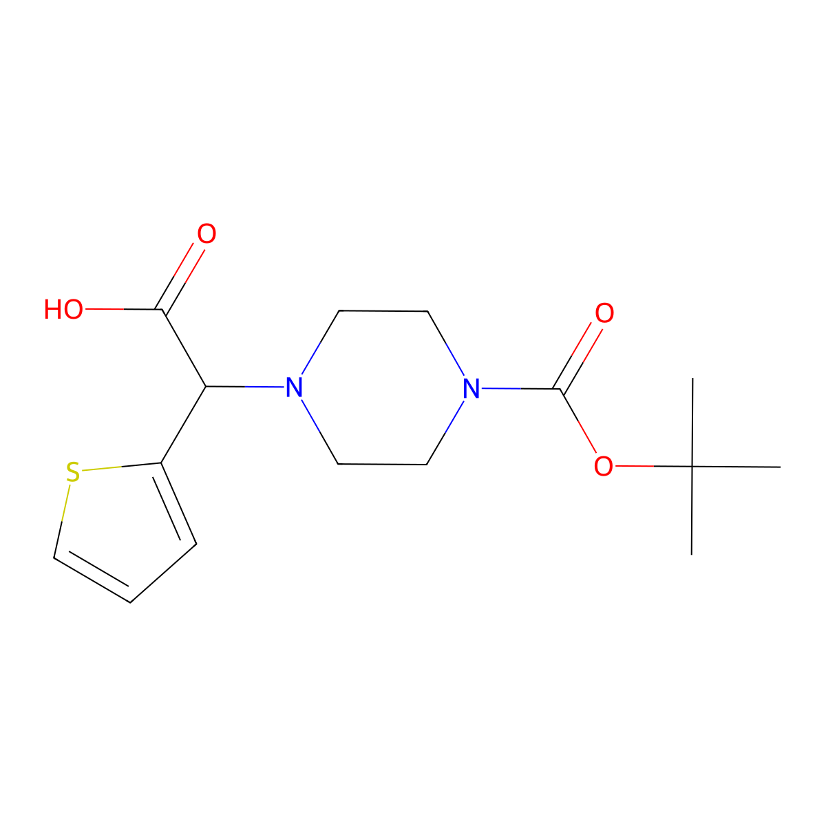 2-(4-Boc-piperazinyl)-2-(2-thienyl)acetic acid molecular structure, CAS 763109-79-1
