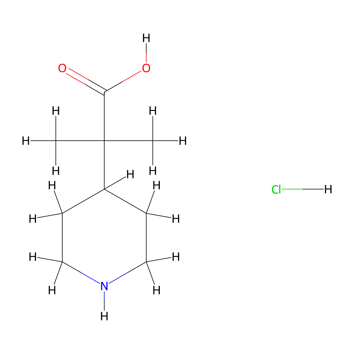 2-Methyl-2-(piperidin-4-yl)propanoic acid hydrochloride molecular structure, CAS 763110-36-7
