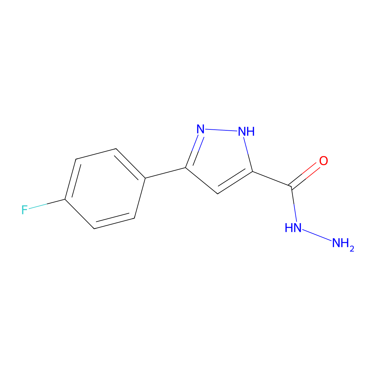 3-(4-fluorophenyl)-1H-pyrazole-5-carbohydrazide molecular structure, CAS 763111-29-1