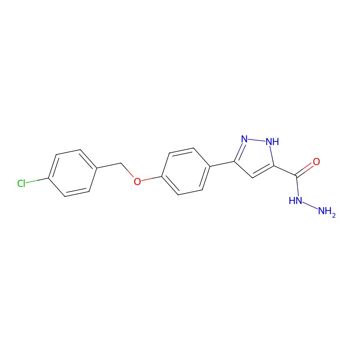 3-(4-((4-Chlorobenzyl)oxy)phenyl)-1H-pyrazole-5-carbohydrazide molecular structure, CAS 763111-31-5