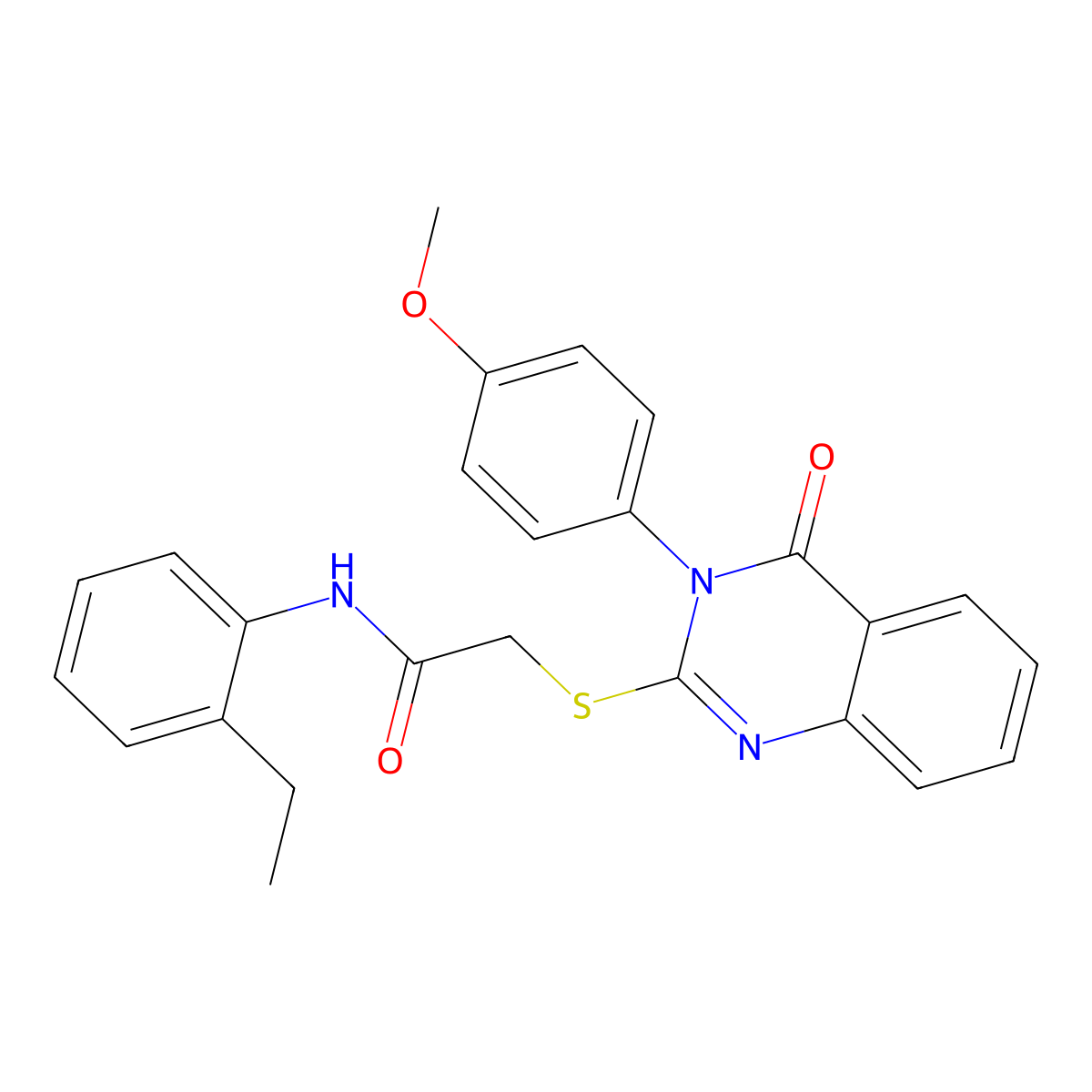 N-(2-Ethyl-PH)-2-((3-(4-meo-PH)-4-oxo-3,4-dihydro-2-quinazolinyl)thio)acetamide molecular structure, CAS 763111-45-1
