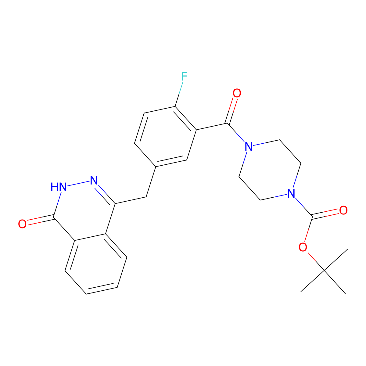 Tert-butyl 4-{2-fluoro-5-[(4-oxo-3,4-dihydrophthalazin-1-yl)methyl]benzoyl}piperazine-1-carboxylate molecular structure, CAS 763114-04-1