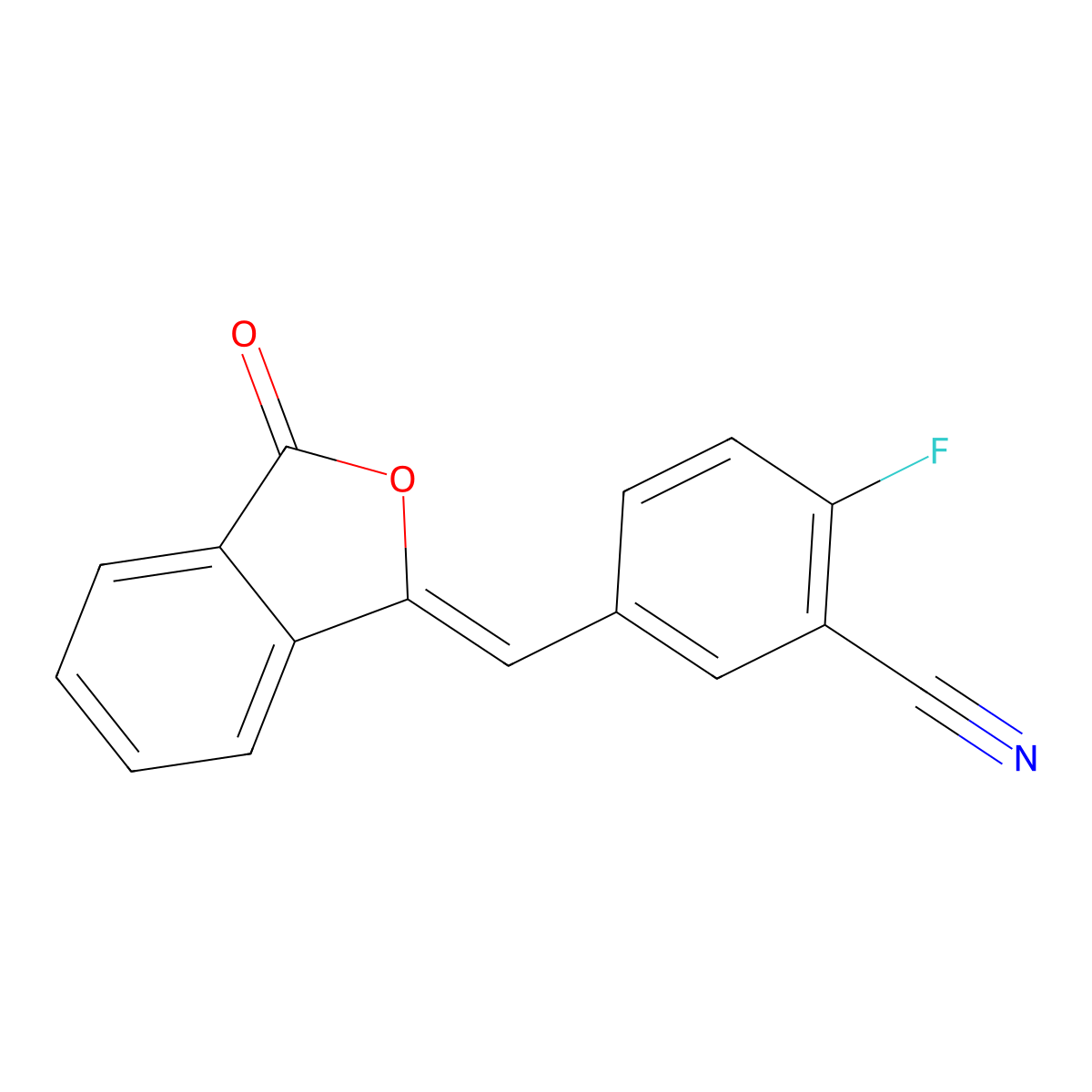 2-fluoro-5-(((1Z)-3-oxo-1,3-dihydro-2-benzofuran-1-ylidene)methyl)benzonitrile molecular structure, CAS 763114-25-6