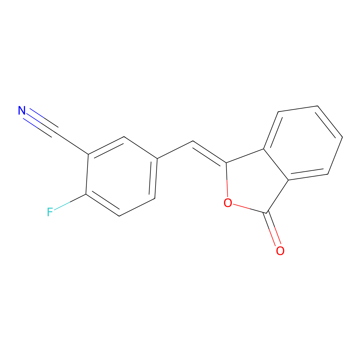 2-fluoro-5-(((1Z)-3-oxo-1,3-dihydro-2-benzofuran-1-ylidene)methyl)benzonitrile molecular structure, CAS 763114-25-6