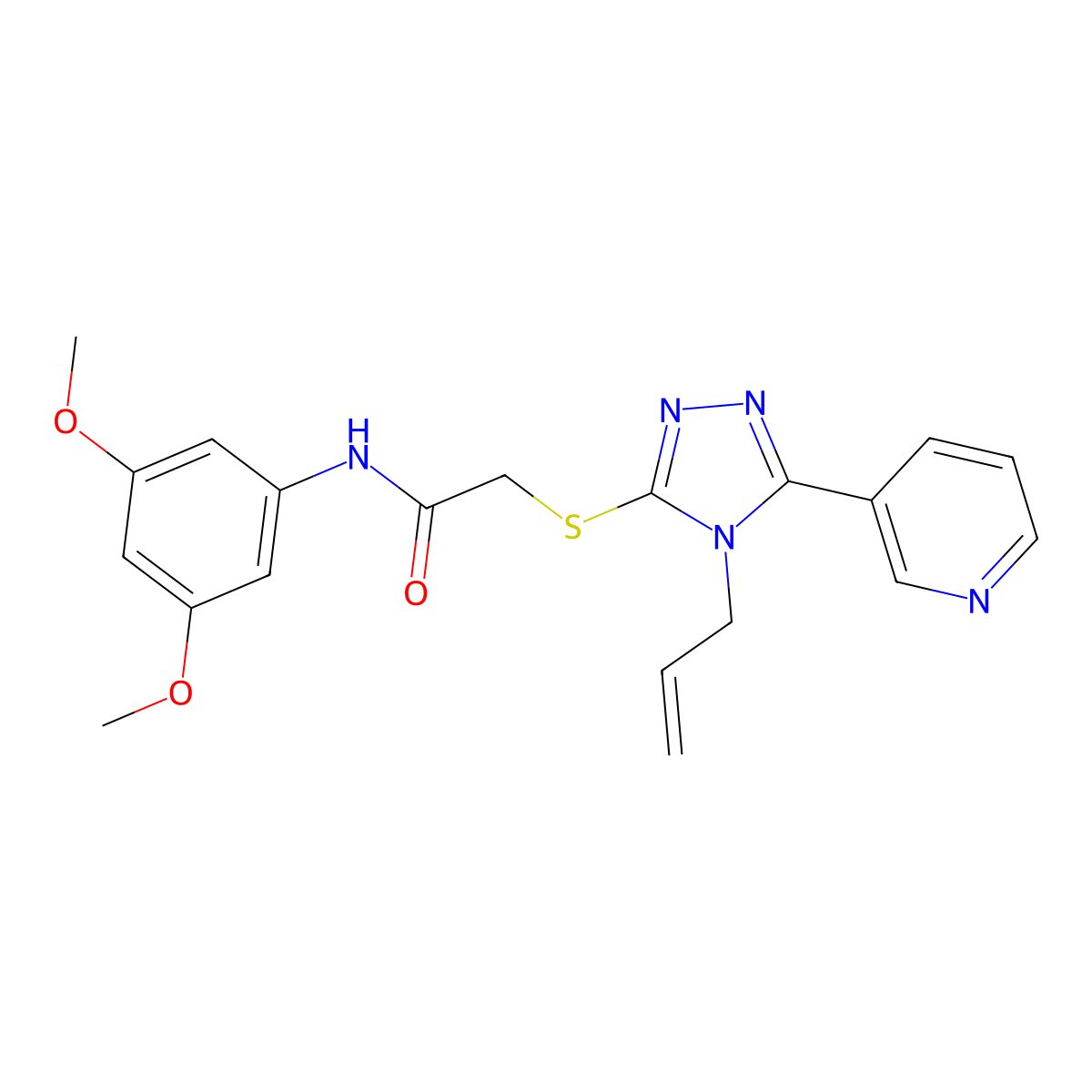 2-((4-Allyl-5-(3-pyridinyl)4H-1,2,4-triazol-3-YL)thio)N-(3,5-DI-meo-PH)acetamide molecular structure, CAS 763114-72-3