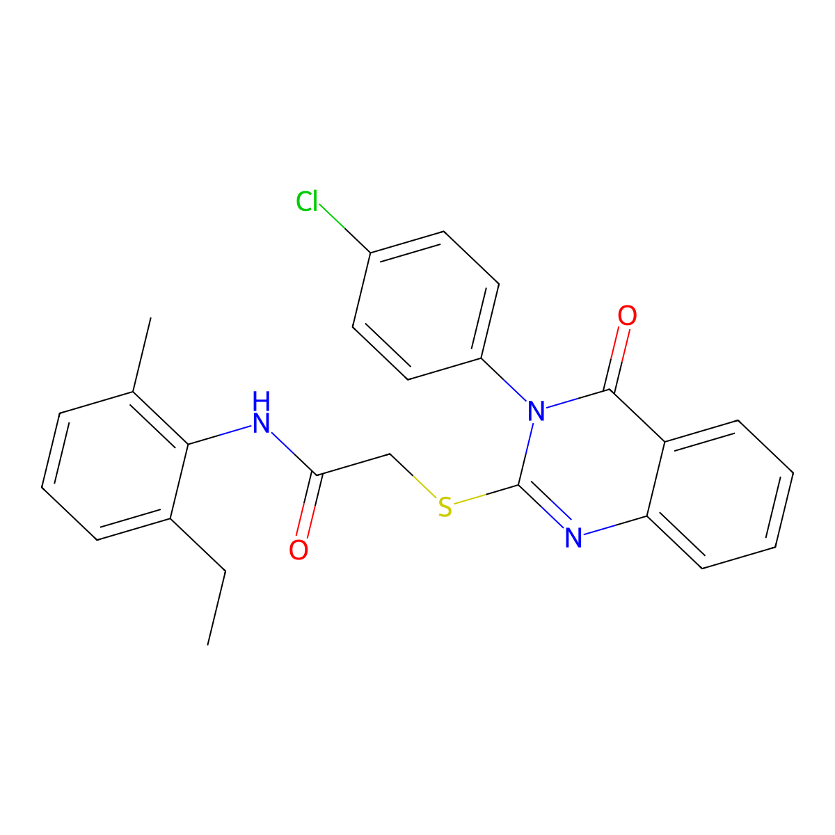 2-((3-(4-CL-PH)-4-Oxo-3,4-dihydro-2-quinazolinyl)thio)-N-(2-ET-6-ME-PH)acetamide molecular structure, CAS 763114-88-1