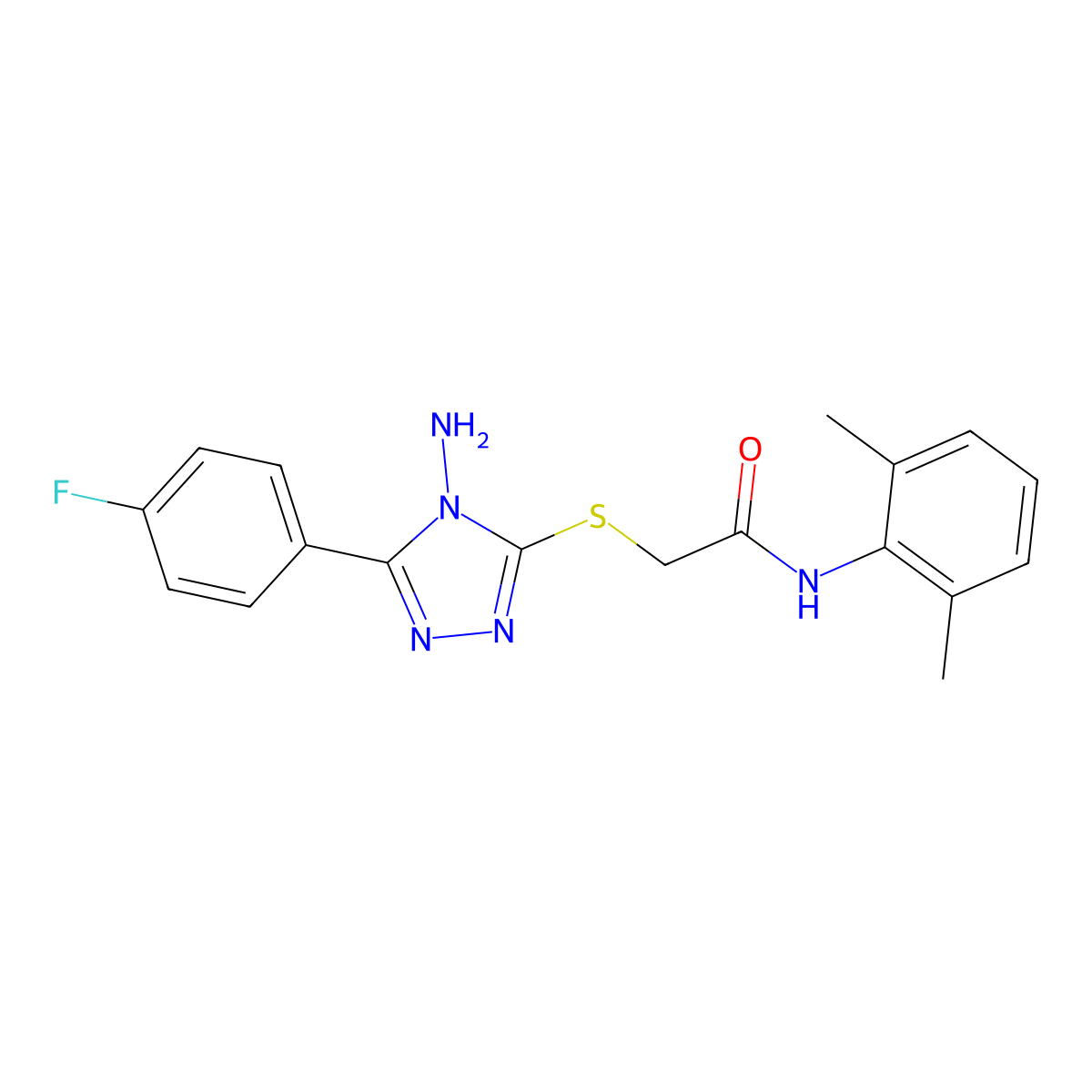2-((4-Amino-5-(4-F-PH)-4H-1,2,4-triazol-3-YL)thio)-N-(2,6-dimethyl-PH)acetamide molecular structure, CAS 763114-90-5