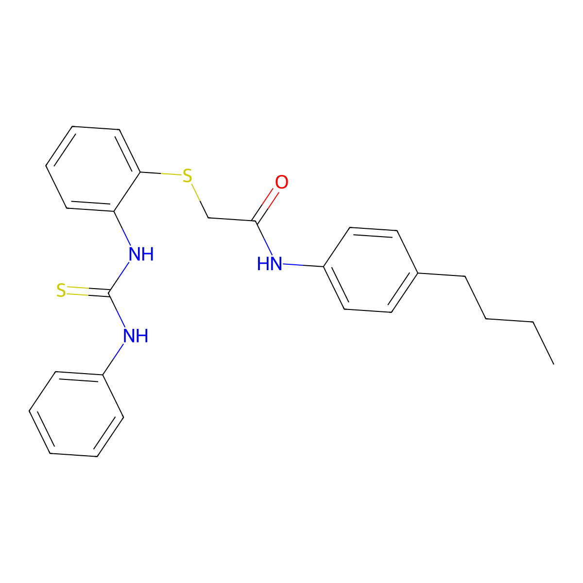 2-({2-[(anilinocarbothioyl)amino]phenyl}sulfanyl)-N-(4-butylphenyl)acetamide molecular structure, CAS 763118-53-2
