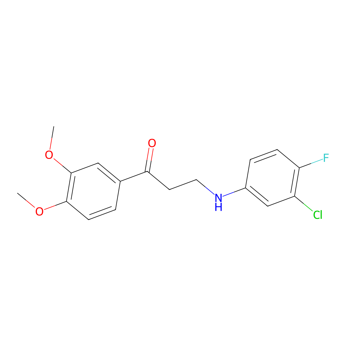3-(3-Chloro-4-fluoroanilino)-1-(3,4-dimethoxyphenyl)-1-propanone molecular structure, CAS 763119-57-9