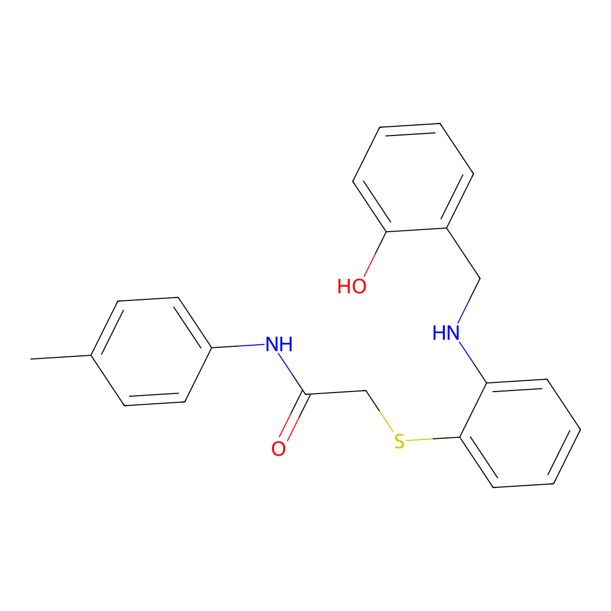 2-((2-((2-Hydroxybenzyl)amino)phenyl)thio)-N-(4-methylphenyl)acetamide molecular structure, CAS 763124-66-9