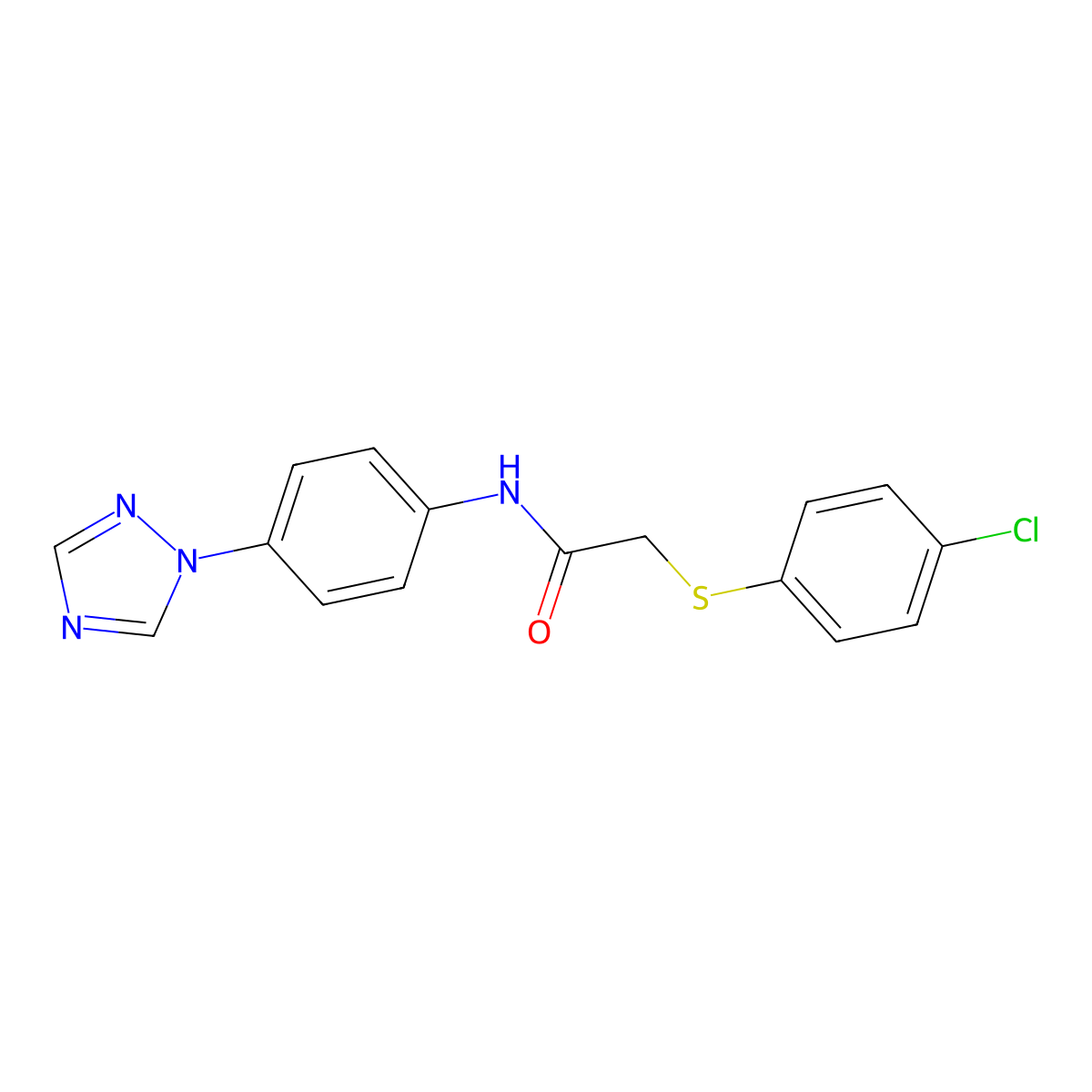 2-[(4-chlorophenyl)sulfanyl]-N-[4-(1H-1,2,4-triazol-1-yl)phenyl]acetamide molecular structure, CAS 763124-76-1