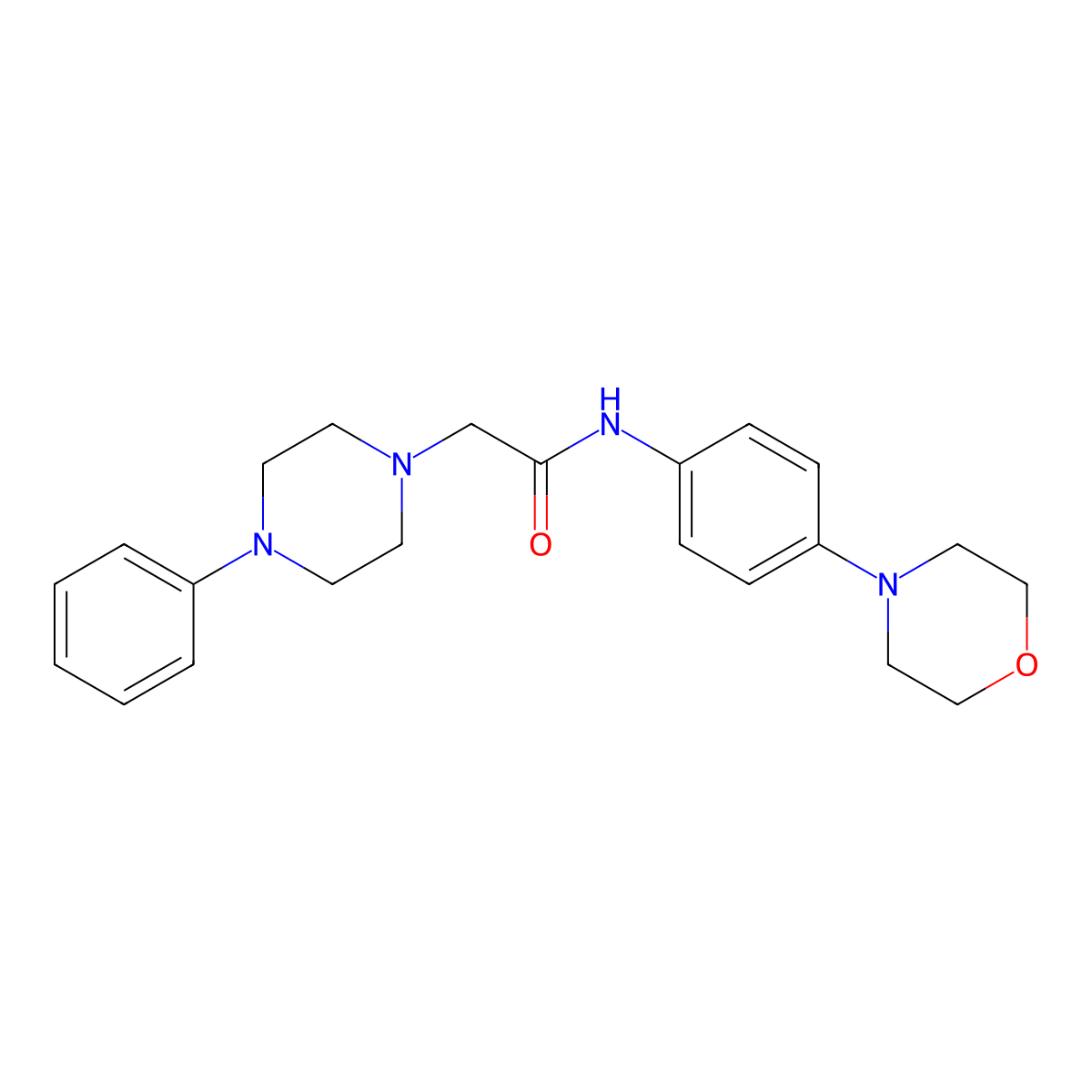 N-(4-(4-Morpholinyl)phenyl)-2-(4-phenyl-1-piperazinyl)acetamide molecular structure, CAS 763125-30-0