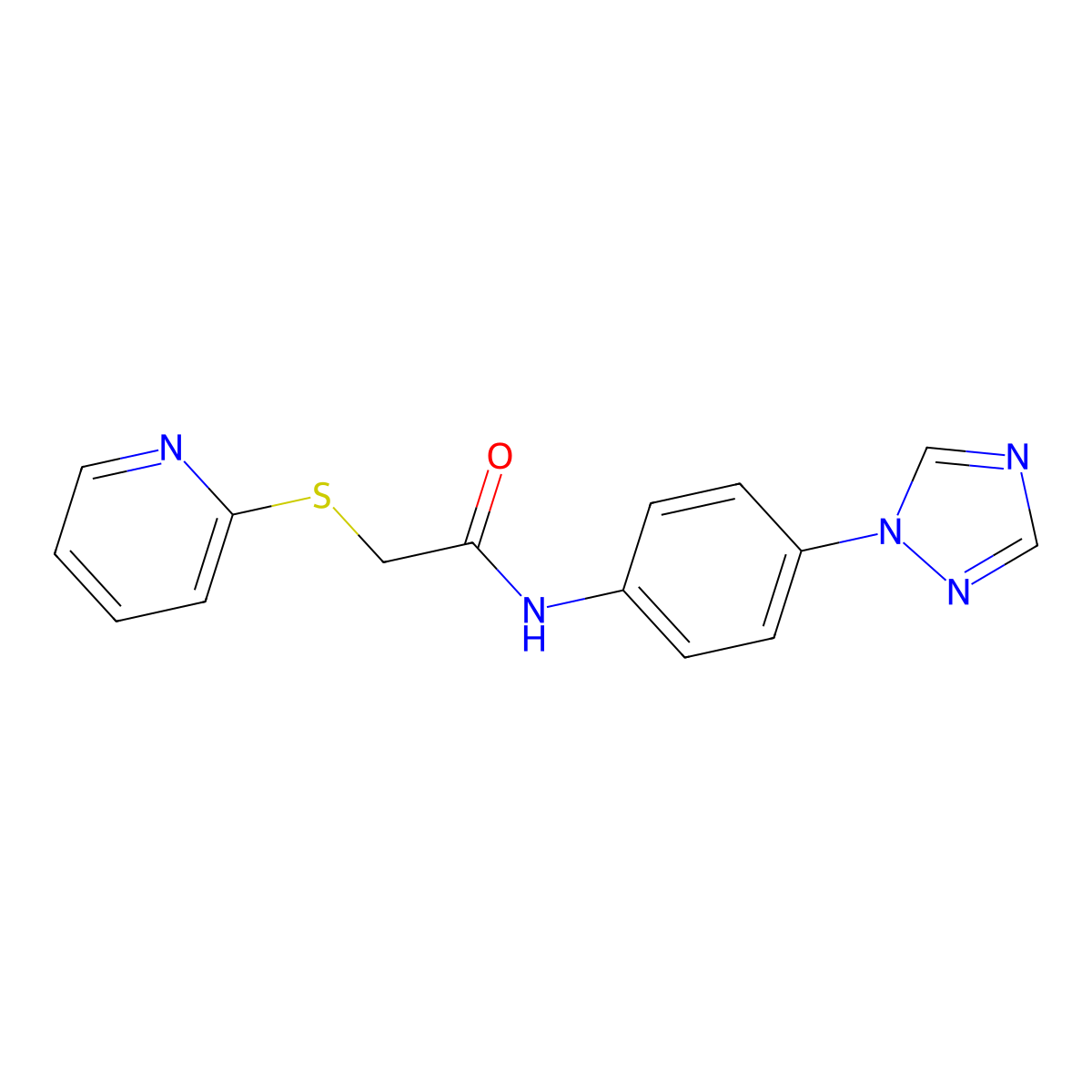 2-pyridin-2-ylsulfanyl-N-[4-(1,2,4-triazol-1-yl)phenyl]acetamide molecular structure, CAS 763125-32-2