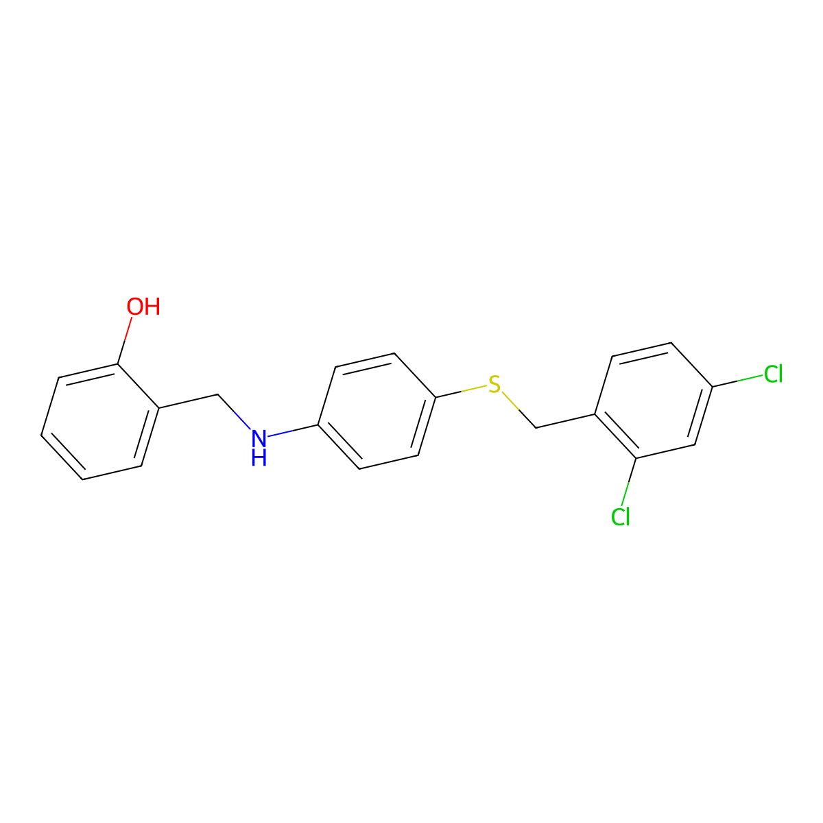 2-((4-((2,4-Dichlorobenzyl)thio)anilino)methyl)phenol molecular structure, CAS 763125-55-9