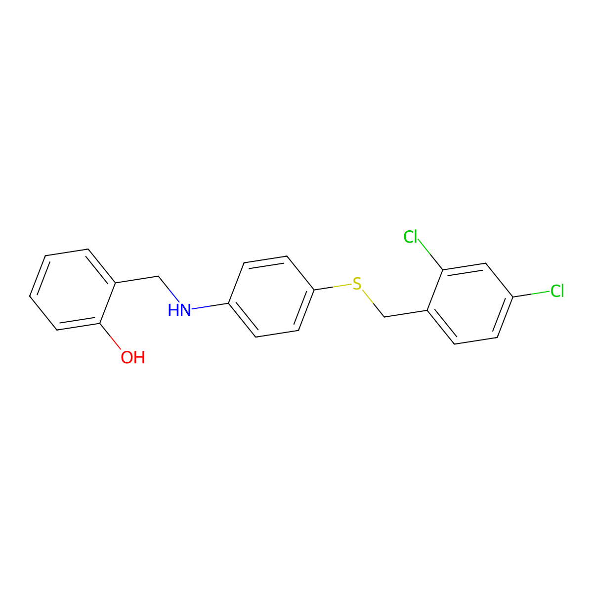 2-((4-((2,4-Dichlorobenzyl)thio)anilino)methyl)phenol molecular structure, CAS 763125-55-9
