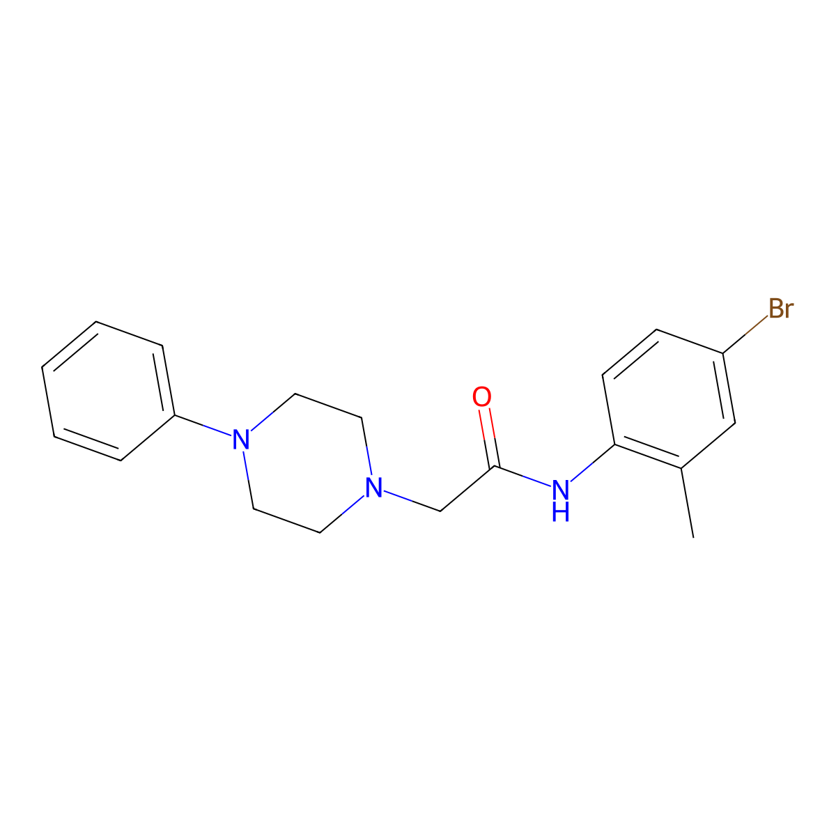 N-(4-Bromo-2-methylphenyl)-2-(4-phenyl-1-piperazinyl)acetamide molecular structure, CAS 763125-97-9