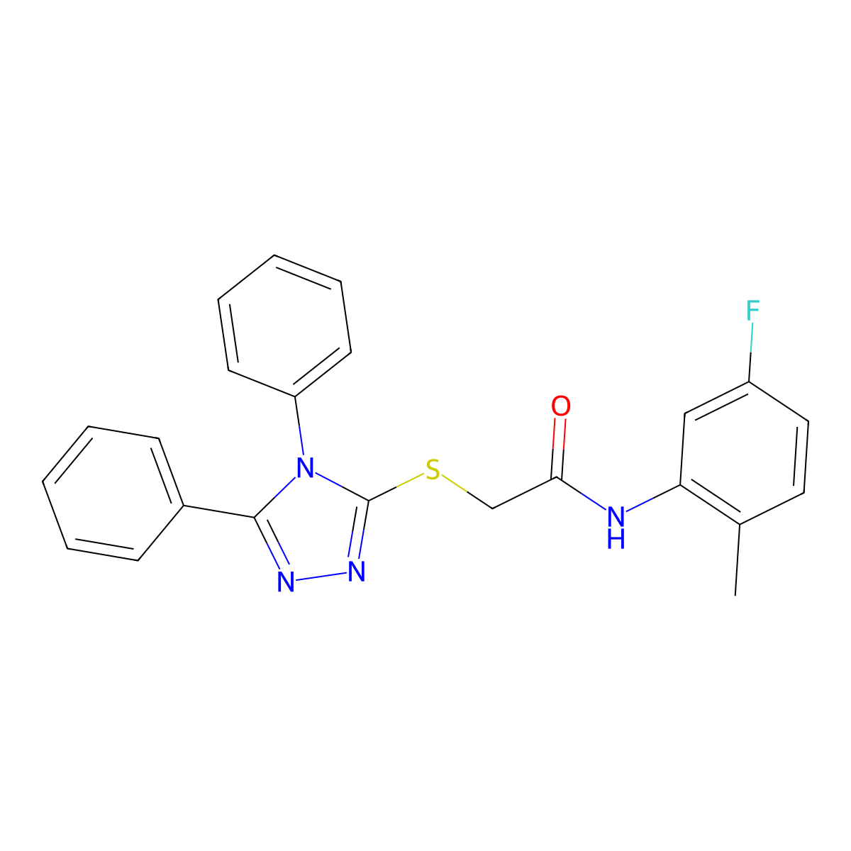 2-((4,5-Diphenyl-4H-1,2,4-triazol-3-YL)thio)-N-(5-F-2-methylphenyl)acetamide molecular structure, CAS 763126-04-1
