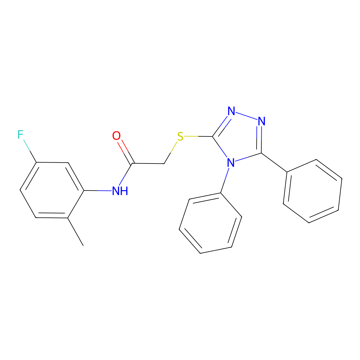2-((4,5-Diphenyl-4H-1,2,4-triazol-3-YL)thio)-N-(5-F-2-methylphenyl)acetamide molecular structure, CAS 763126-04-1