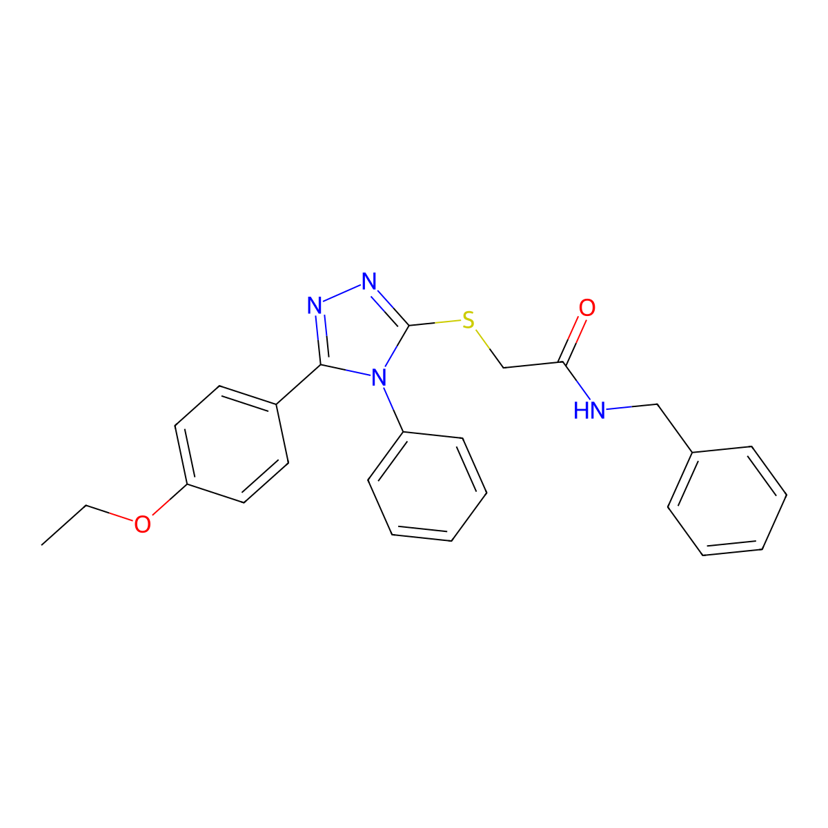 N-Benzyl-2-((5-(4-ethoxyphenyl)-4-phenyl-4H-1,2,4-triazol-3-YL)thio)acetamide molecular structure, CAS 763126-26-7