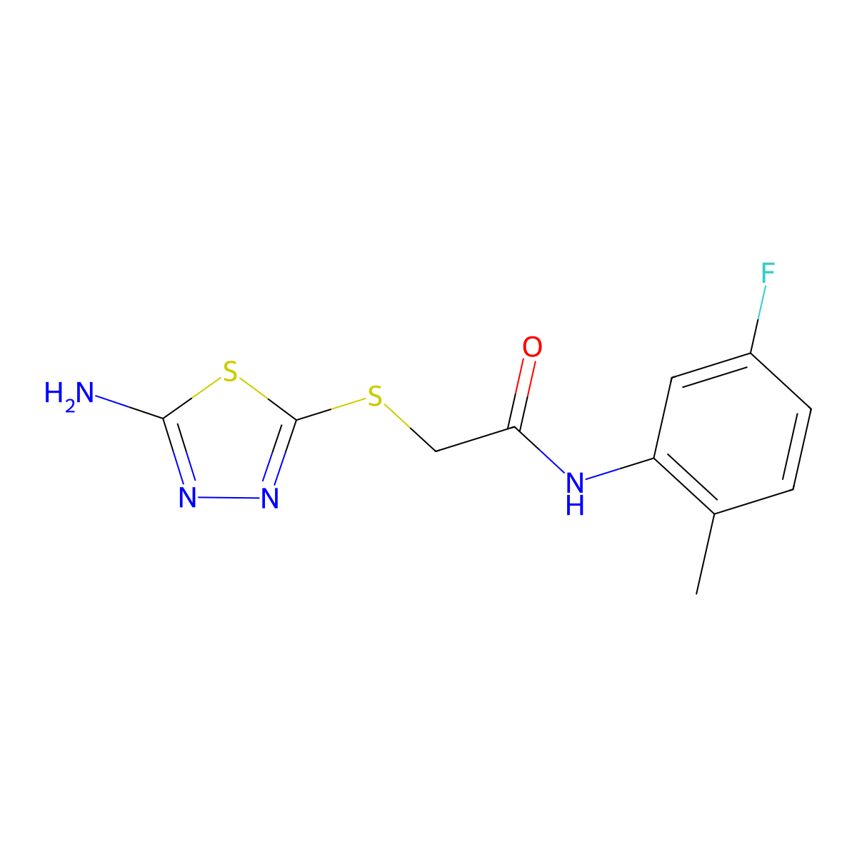2-((5-Amino-1,3,4-thiadiazol-2-YL)thio)-N-(5-fluoro-2-methylphenyl)acetamide molecular structure, CAS 763126-29-0