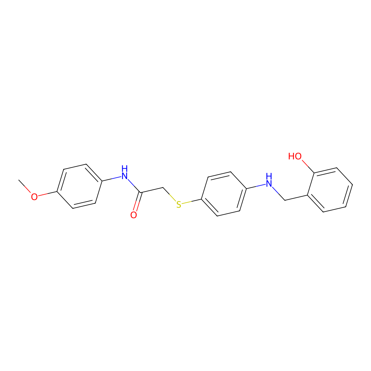 2-((4-((2-Hydroxybenzyl)amino)phenyl)thio)-N-(4-methoxyphenyl)acetamide molecular structure, CAS 763126-32-5
