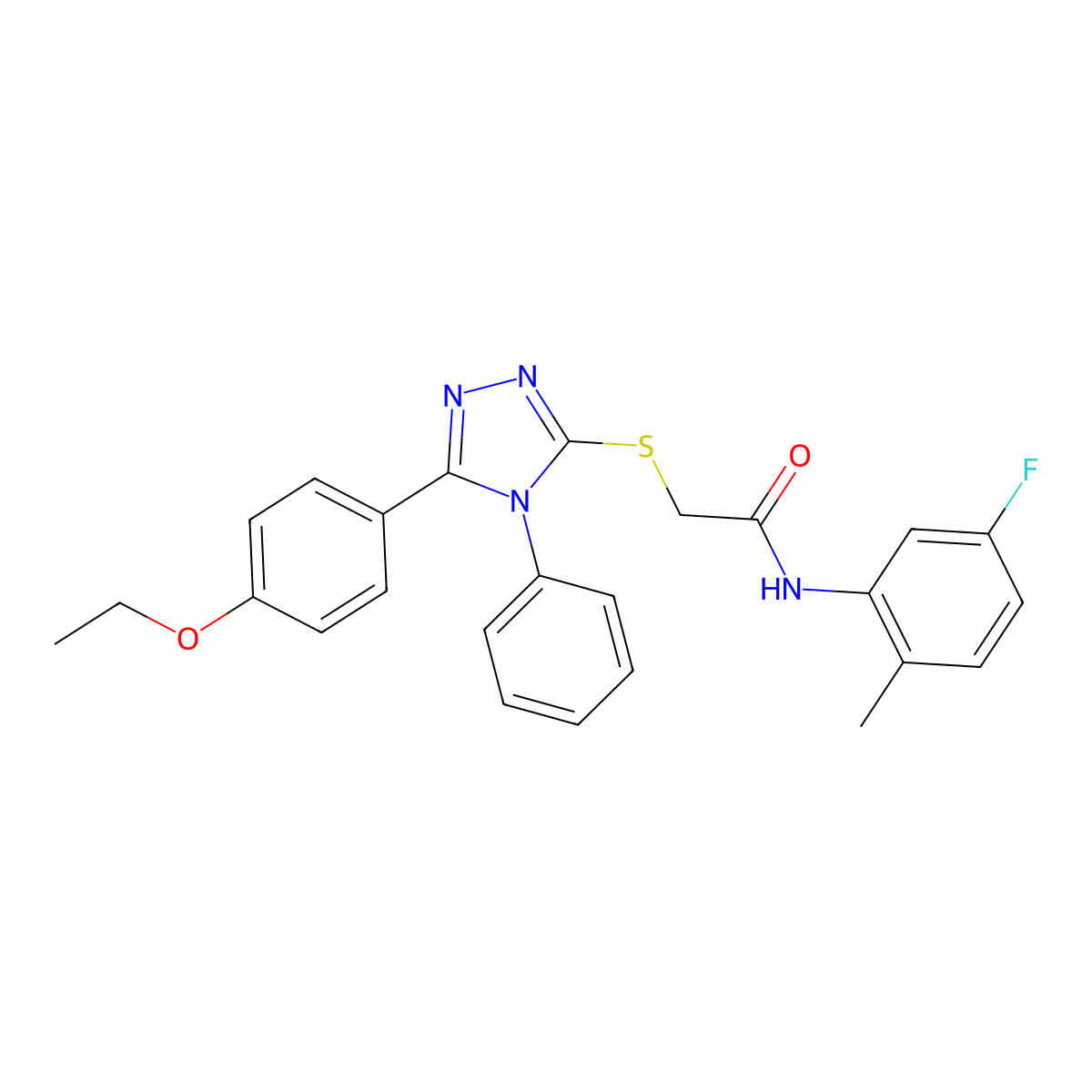 2-((5-(4-Ethoxy-PH)-4-PH-4H-1,2,4-triazol-3-YL)thio)-N-(5-F-2-ME-PH)acetamide molecular structure, CAS 763126-56-3