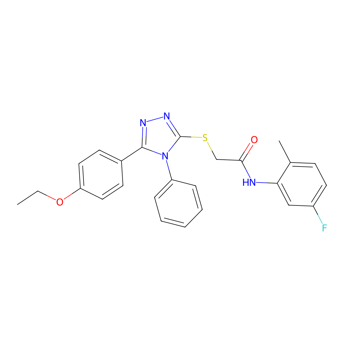 2-((5-(4-Ethoxy-PH)-4-PH-4H-1,2,4-triazol-3-YL)thio)-N-(5-F-2-ME-PH)acetamide molecular structure, CAS 763126-56-3