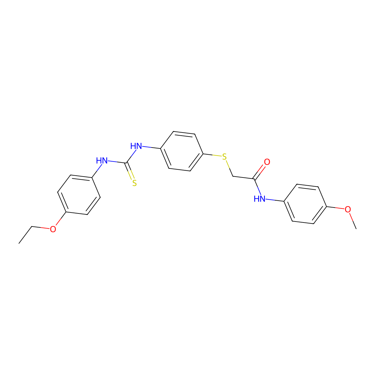 2-((4-(((4-Ethoxyanilino)carbothioyl)amino)PH)thio)-N-(4-methoxyphenyl)acetamide molecular structure, CAS 763126-93-8