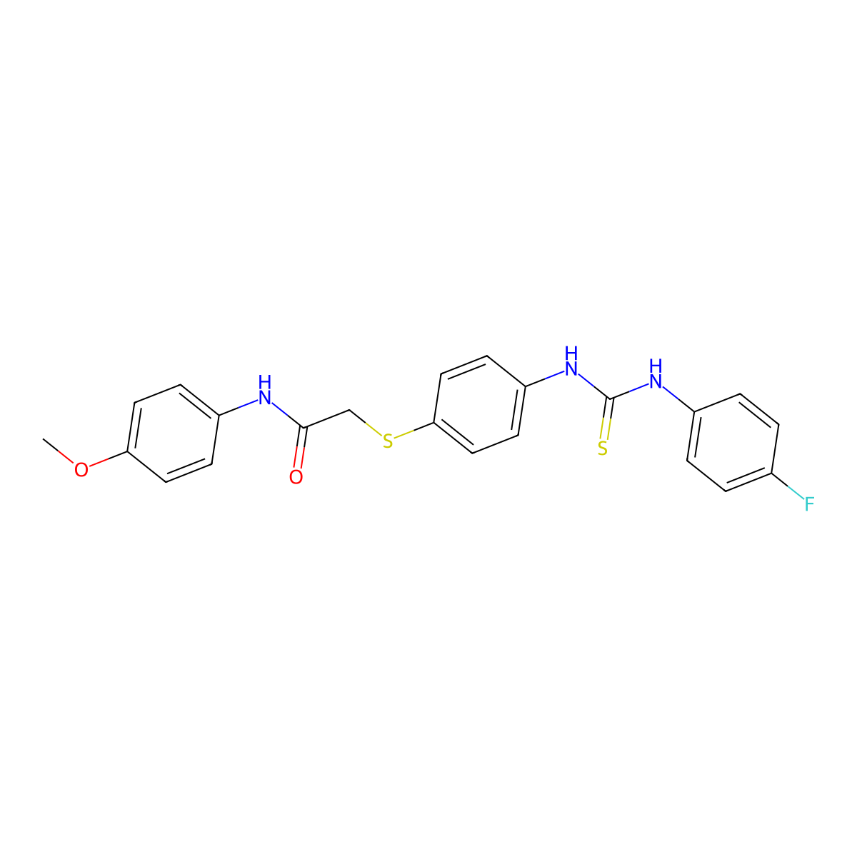 2-((4-(((4-Fluoroanilino)carbothioyl)amino)PH)thio)-N-(4-methoxyphenyl)acetamide molecular structure, CAS 763127-10-2