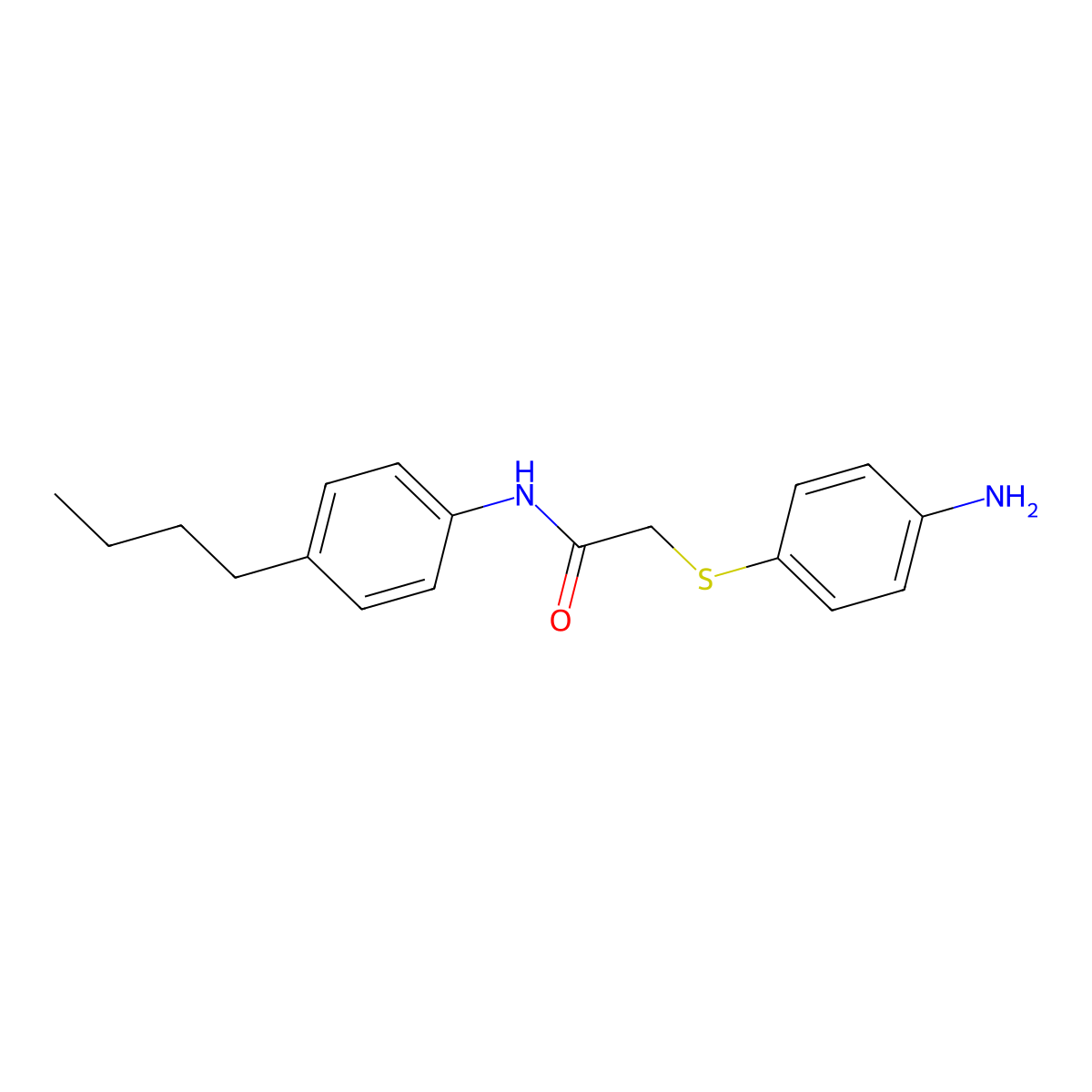 2-((4-Aminophenyl)thio)-N-(4-butylphenyl)acetamide molecular structure, CAS 763128-02-5