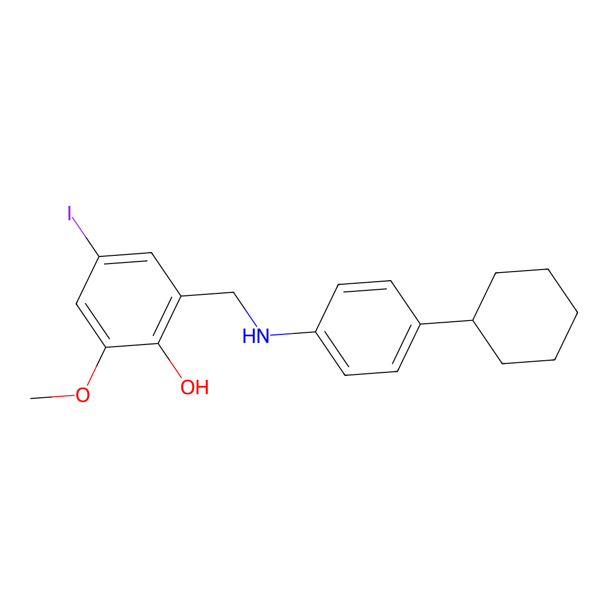 2-[(4-Cyclohexylanilino)methyl]-4-iodo-6-methoxybenzenol molecular structure, CAS 763130-41-2