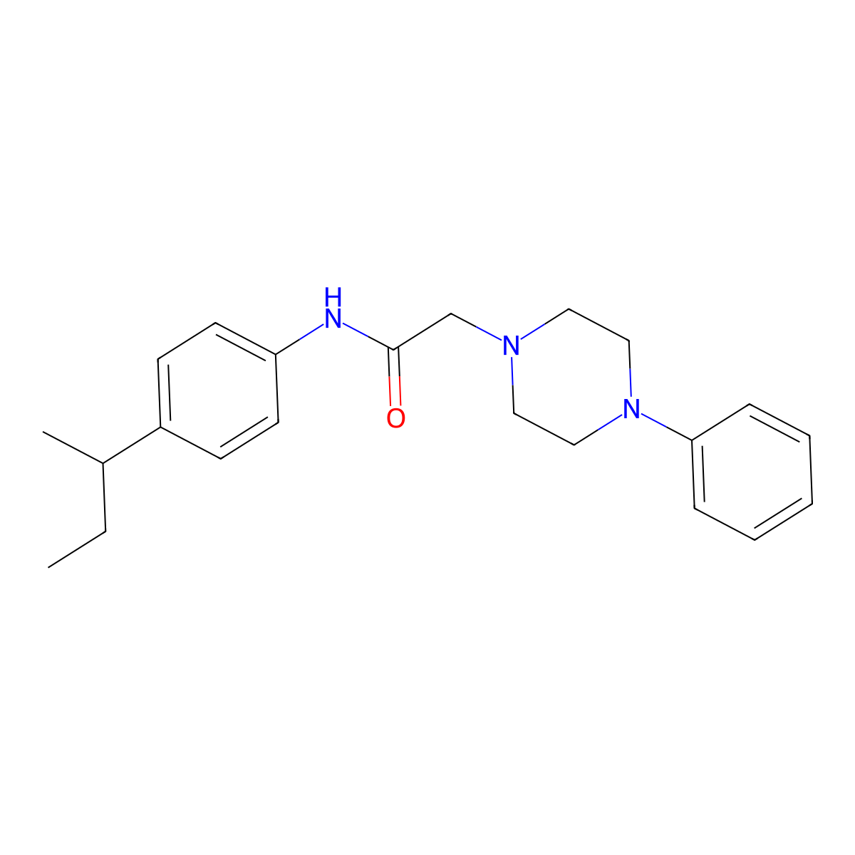 N-(4-Sec-butylphenyl)-2-(4-phenyl-1-piperazinyl)acetamide molecular structure, CAS 763130-55-8