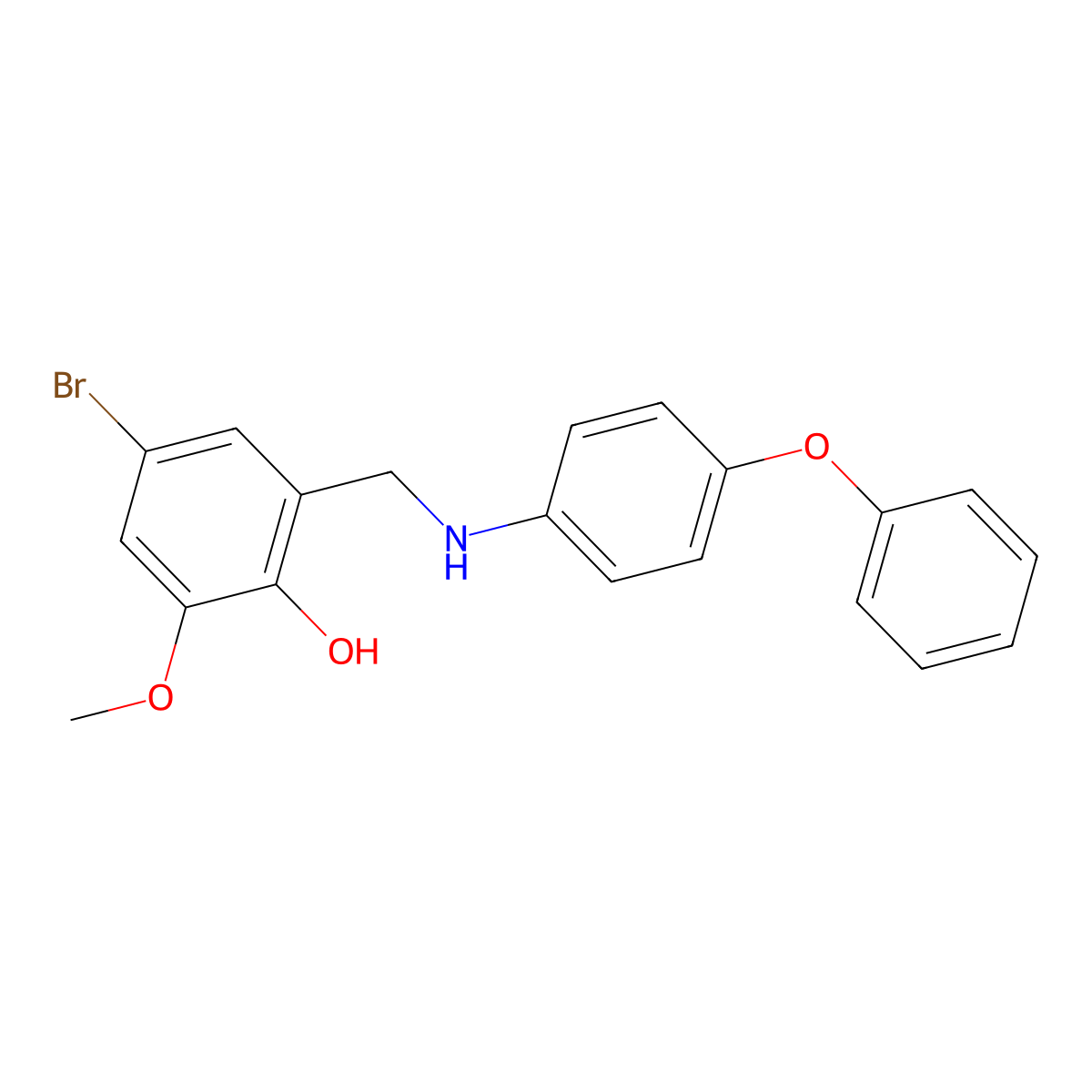 4-Bromo-2-methoxy-6-((4-phenoxyanilino)methyl)phenol molecular structure, CAS 763130-62-7