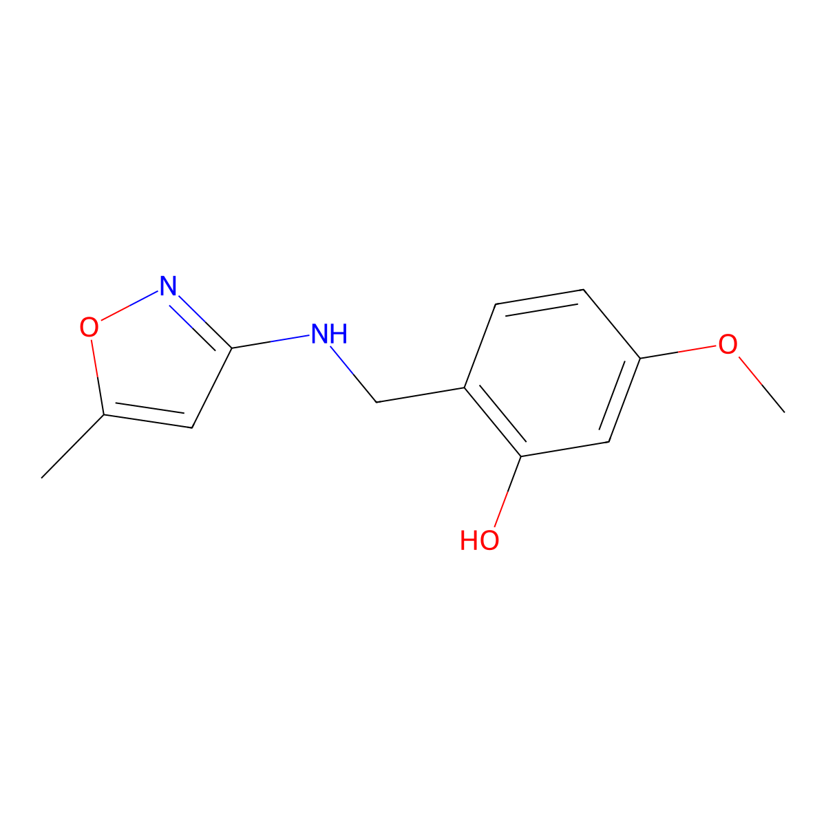 5-Methoxy-2-(((5-methyl-3-isoxazolyl)amino)methyl)phenol molecular structure, CAS 763132-59-8